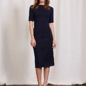 Boden 12L navy ponte scoop back sheath dress!